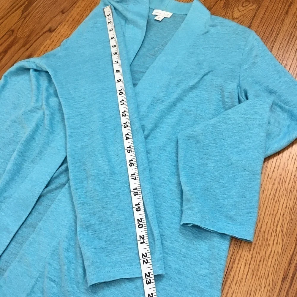 J. Jill Linen Blue Relaxed Portofino Knit tank & Open long sleeve Cardigan 2pcs